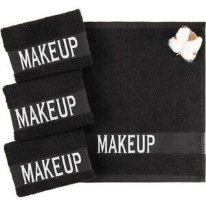 American Soft Linen Black Cotton Makeup Remover Towels Set of 4 Face Cloths
